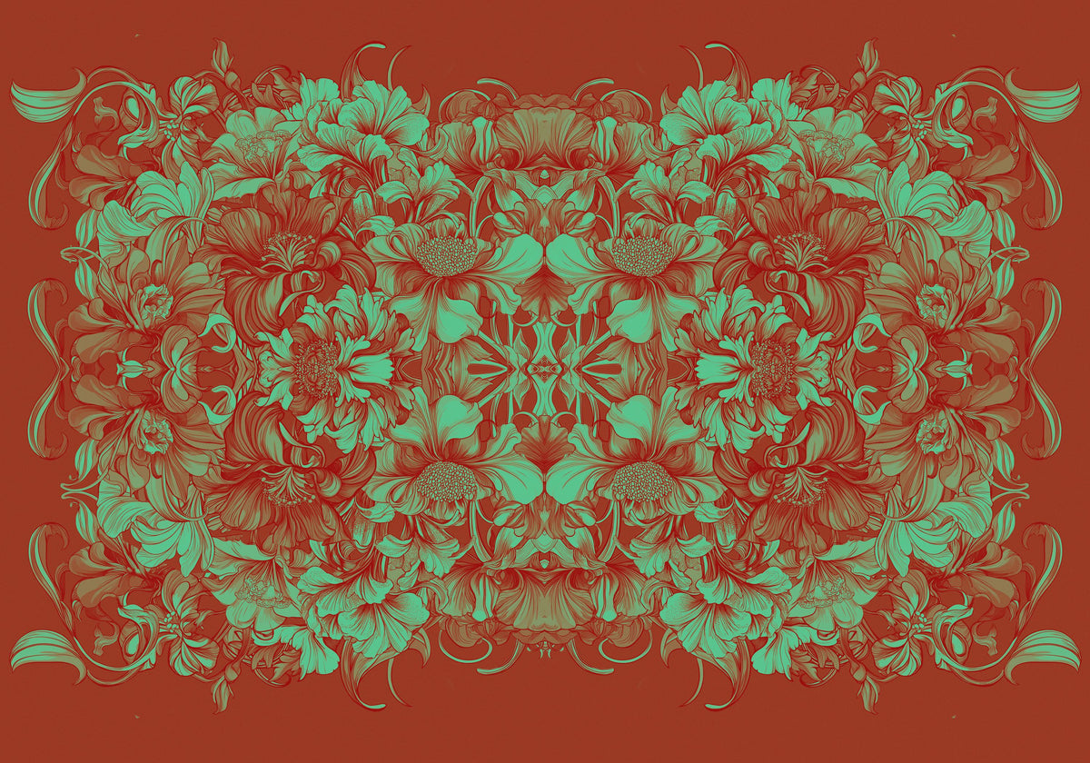 Scandi Flower Ceiling VI Mural Wallpaper - Red Tone - pure wallpaper artwork