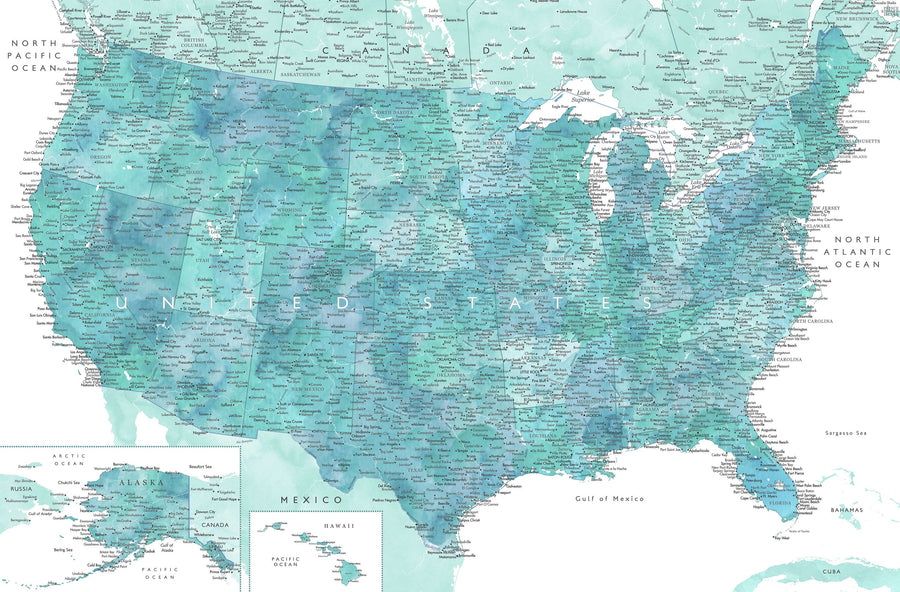 US Map Detailed - Sevyn Mural Wallpaper