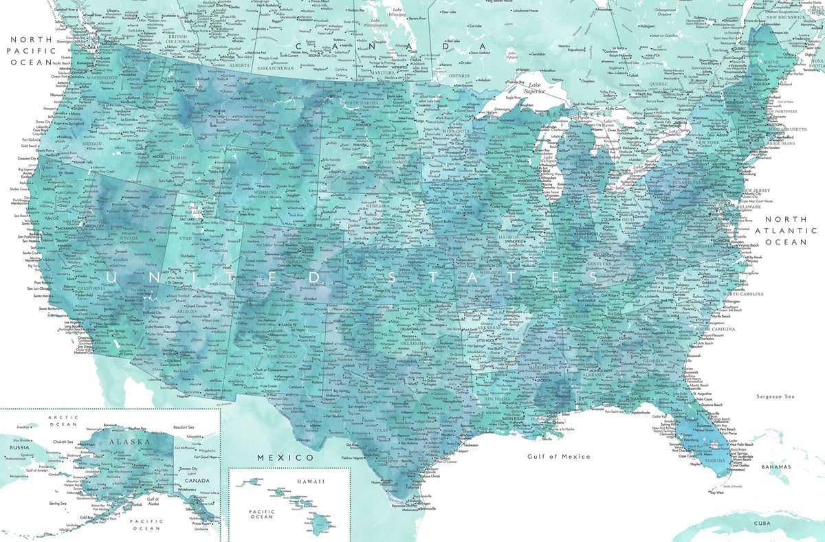 US Map Detailed - Sevyn Mural Wallpaper - pure wallpaper artwork