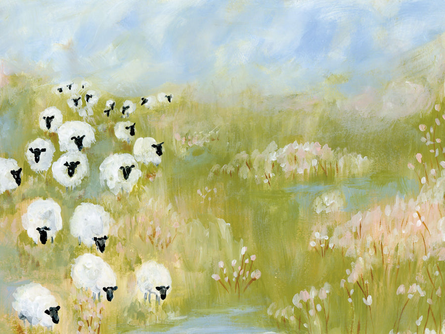 Wildflower Woods Sheep in Pasture Mural Wallpaper
