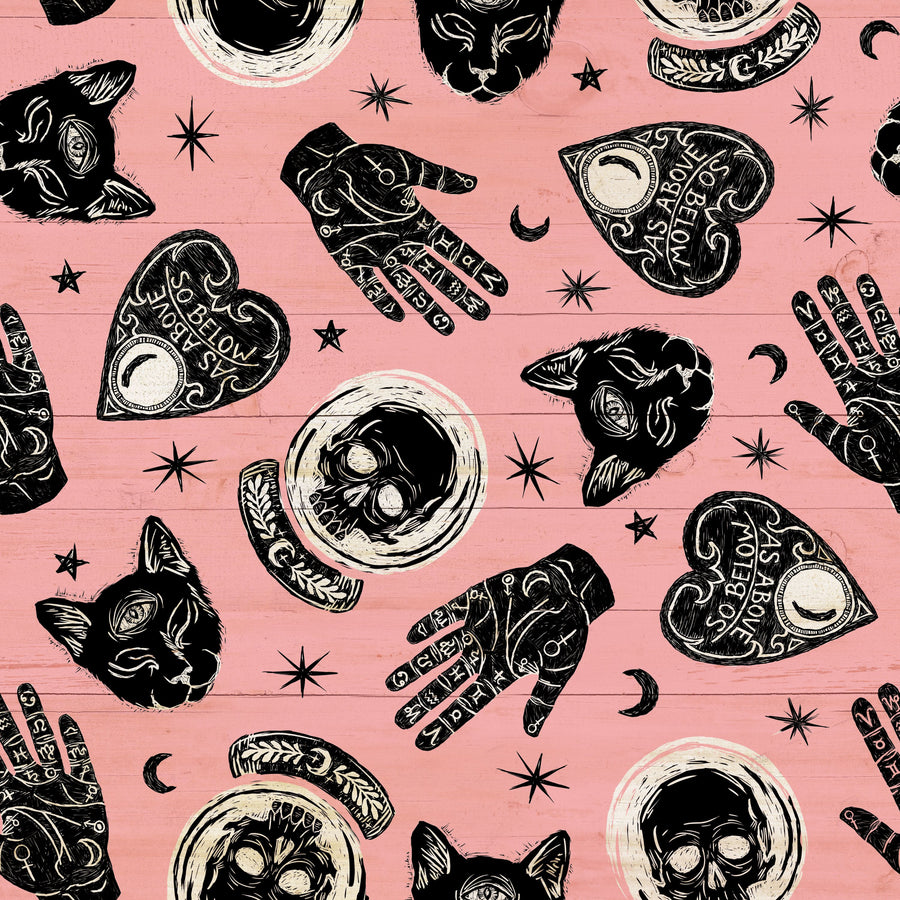 Symbolic Halloween Pink Mural Wallpaper