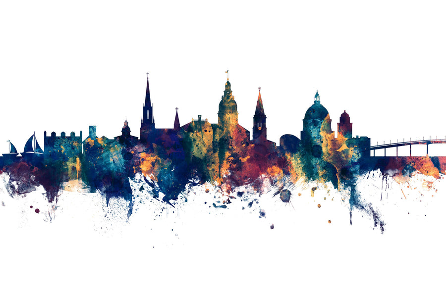 Annapolis Maryland Skyline Blue & Bronze Mural Wallpaper