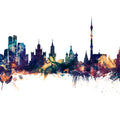 Moscow Russia Skyline Blue & Bronze Mural Wallpaper - pure wallpaper artwork