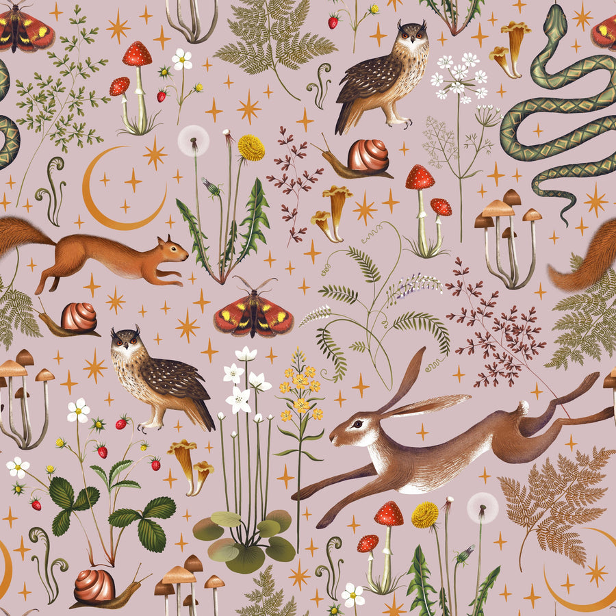 Fantasy Forest - Dusty Pink Mural Wallpaper