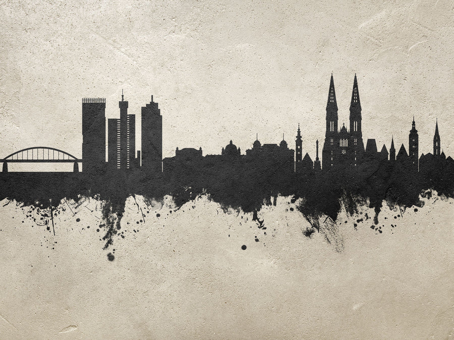 Zagreb Croatia Skyline Concrete Mural Wallpaper