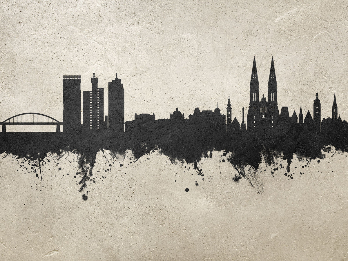 Zagreb Croatia Skyline Concrete Mural Wallpaper - pure wallpaper artwork