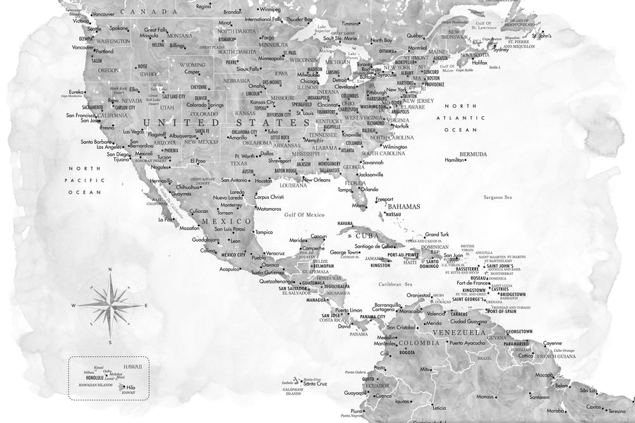 US Mexico Caribbean Map - Jimmy Wash Mural Wallpaper