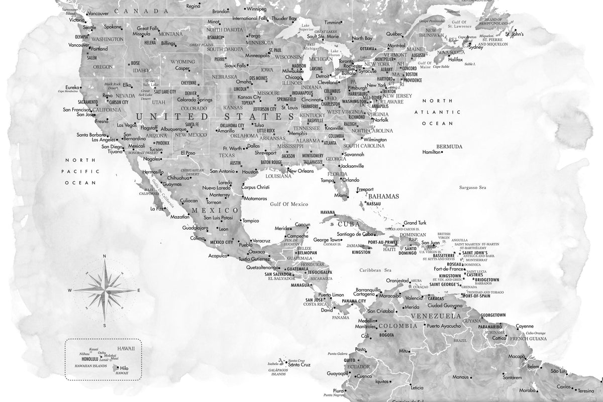 US Mexico Caribbean Map - Jimmy Wash Mural Wallpaper - pure wallpaper artwork