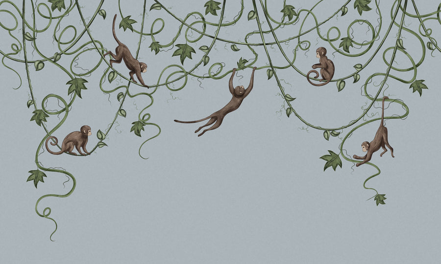Monkey Jump, Stone Mural Wallpaper