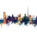Dublin Ireland Skyline Blue & Bronze Mural Wallpaper - pure wallpaper artwork