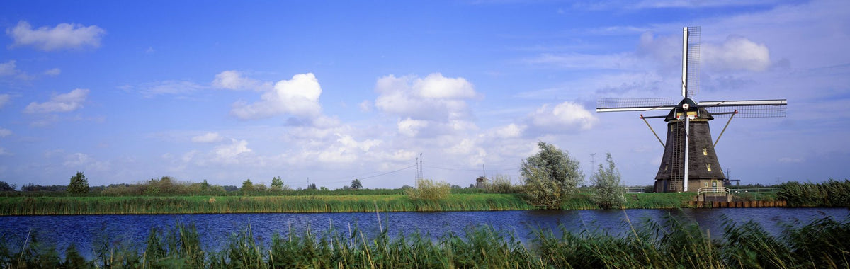 Dutch Riverside Windmill Mural Wallpaper - pure wallpaper artwork