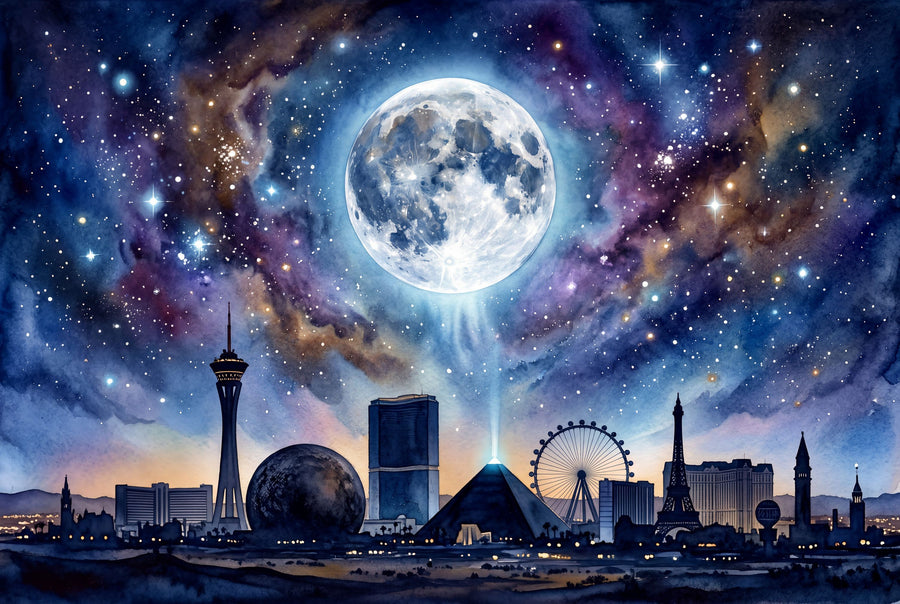 Las Vegas - Powerful Moon Series Mural Wallpaper
