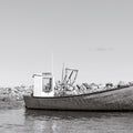Fishing Boat Rest BW Mural Wallpaper - pure wallpaper artwork