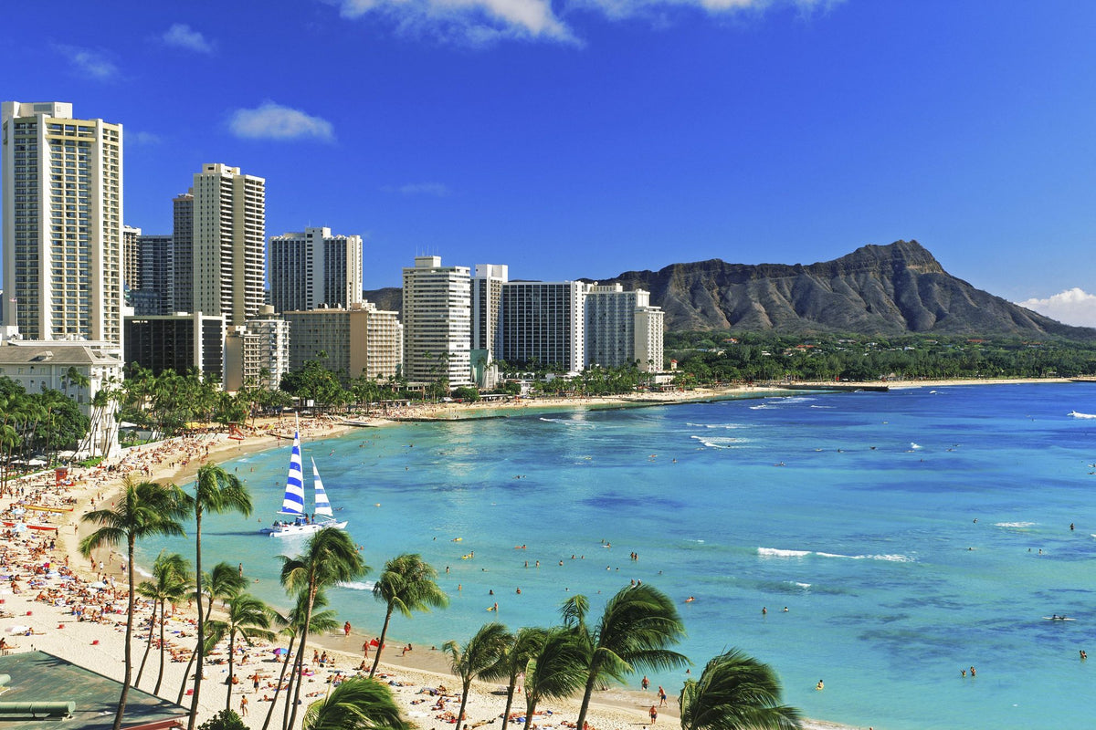 Coastal Paradise Skyline Mural Wallpaper - pure wallpaper artwork