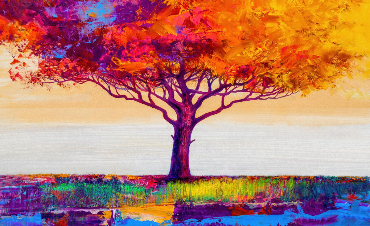 Violet Flame Tree Mural Wallpaper - pure wallpaper artwork