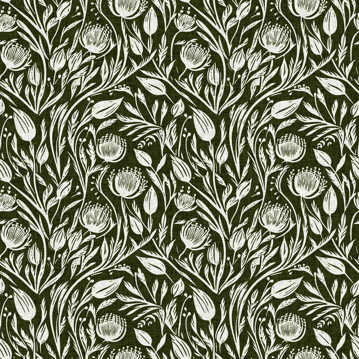 Red Clovers, Forest Green Mural Wallpaper - pure wallpaper artwork