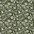 Red Clovers, Forest Green Mural Wallpaper - pure wallpaper artwork