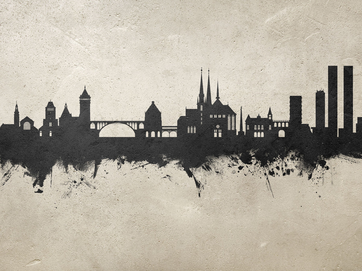 Luxembourg City Skyline Concrete Mural Wallpaper - pure wallpaper artwork