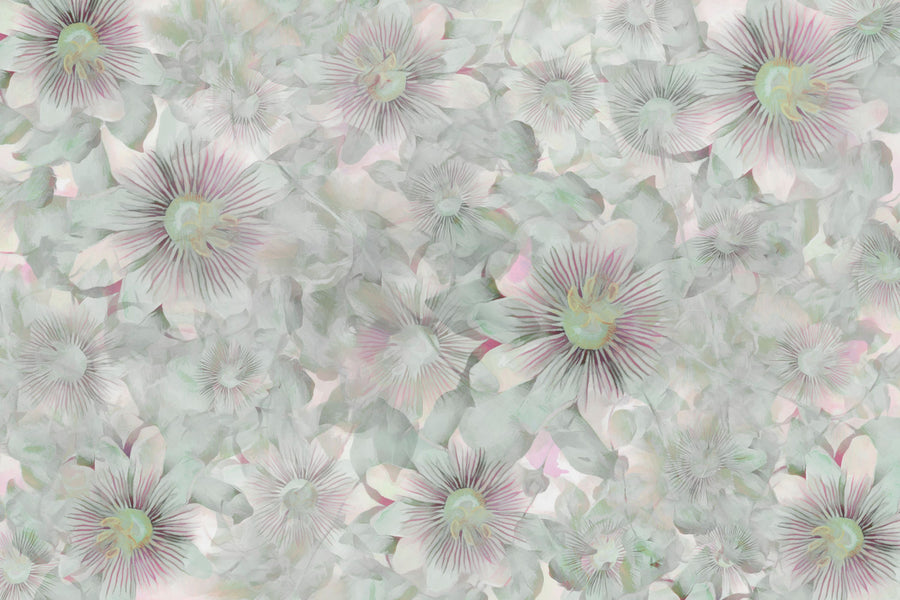 Smiling Flowers Mural Wallpaper - Neutral Tone