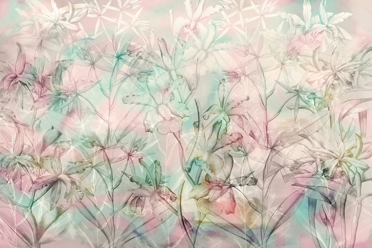 Orchid Mirage Mural Wallpaper - Neutral Tone - pure wallpaper artwork