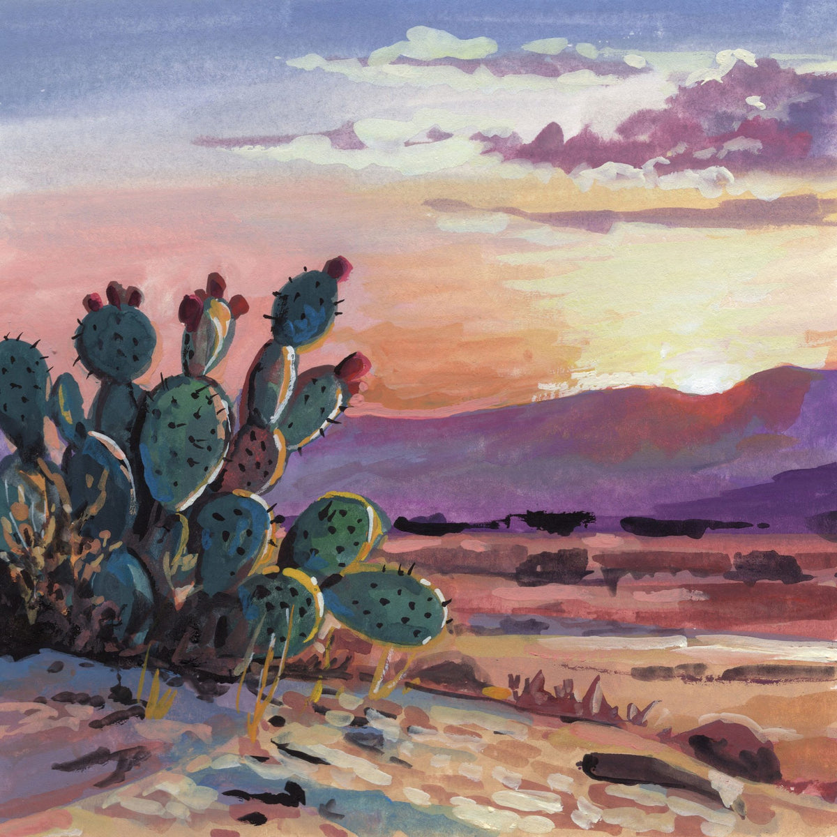 Cacti Sunset Mural Wallpaper - pure wallpaper artwork