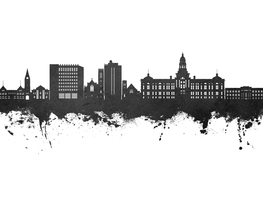 Cheyenne Wyoming Skyline Black & White Mural Wallpaper