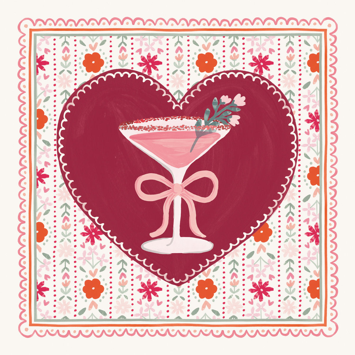 Blooming Hearts IV Cocktail Mural Wallpaper - pure wallpaper artwork