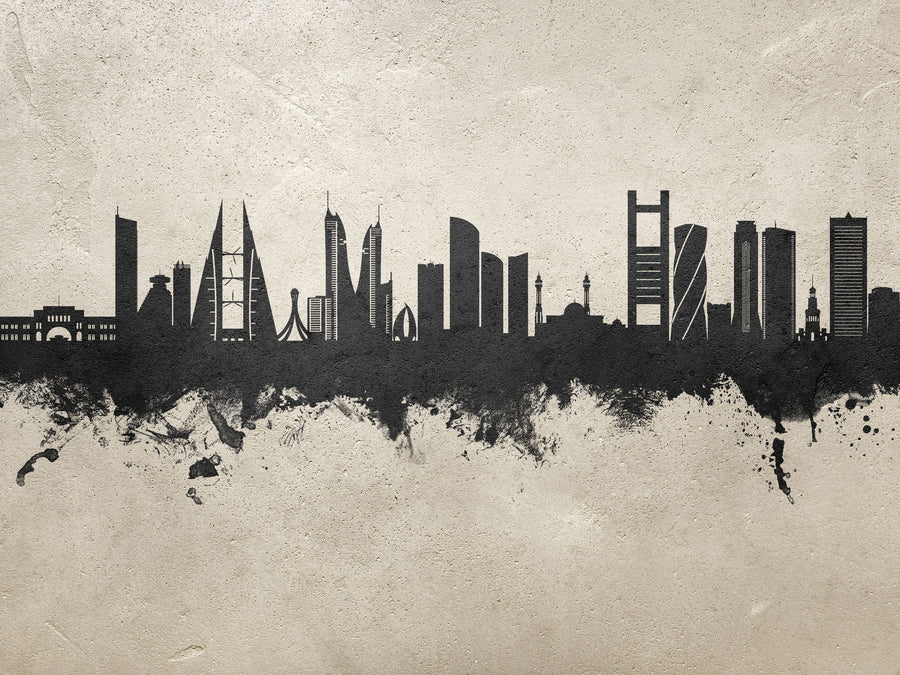 Manama Skyline Concrete Mural Wallpaper