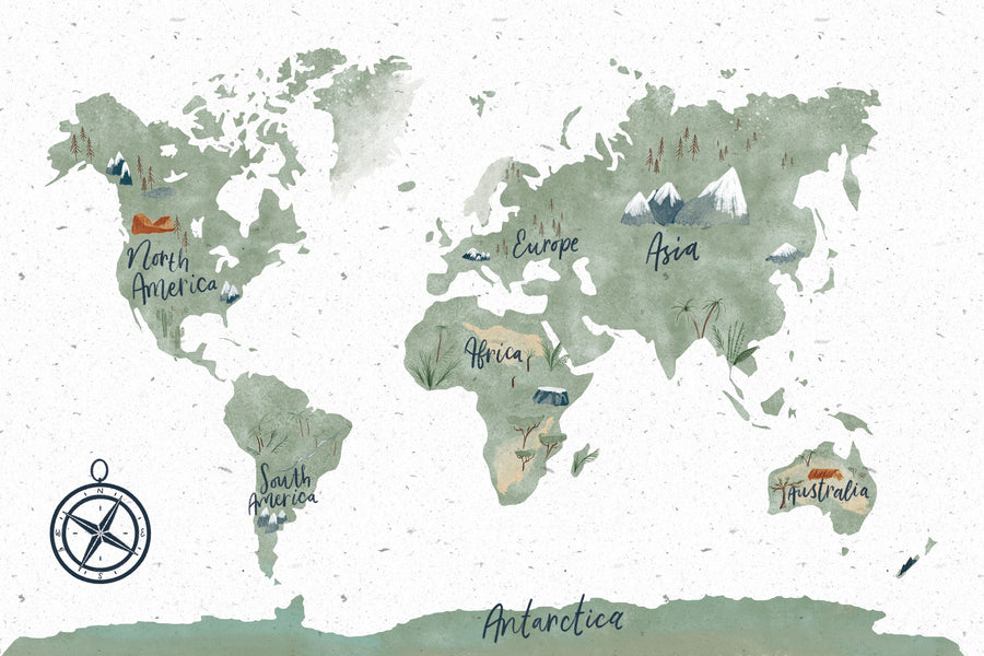 Scandi Map White Mural Wallpaper