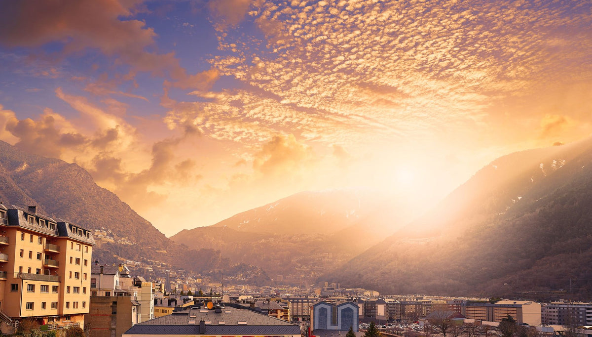 Mountain Twilight Village Mural Wallpaper - pure wallpaper artwork