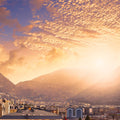 Mountain Twilight Village Mural Wallpaper - pure wallpaper artwork