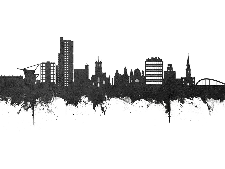 Wolverhampton England Skyline Black & White Mural Wallpaper