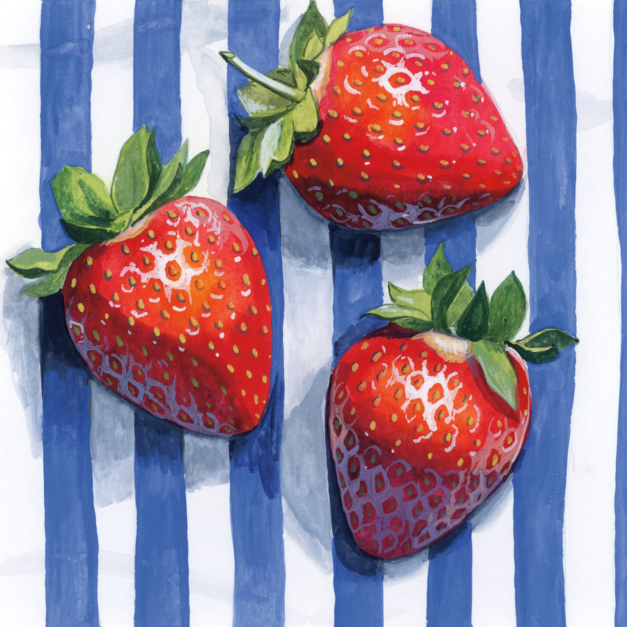 Stripe Cloth Berries Mural Wallpaper