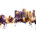 Tacoma Washington Skyline Purple & Gold Mural Wallpaper - pure wallpaper artwork