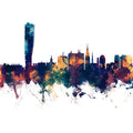 Malmö Sweden Skyline Blue & Bronze Mural Wallpaper - pure wallpaper artwork