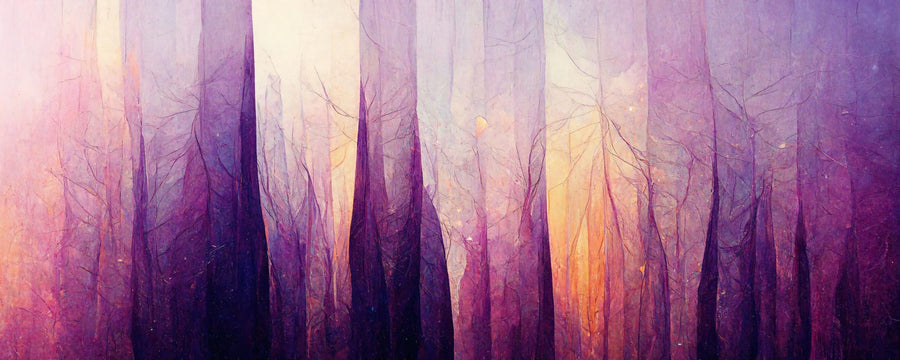Forest Wallpaper Mural – Woodland Wall Mural – Purple Forest printable artwork