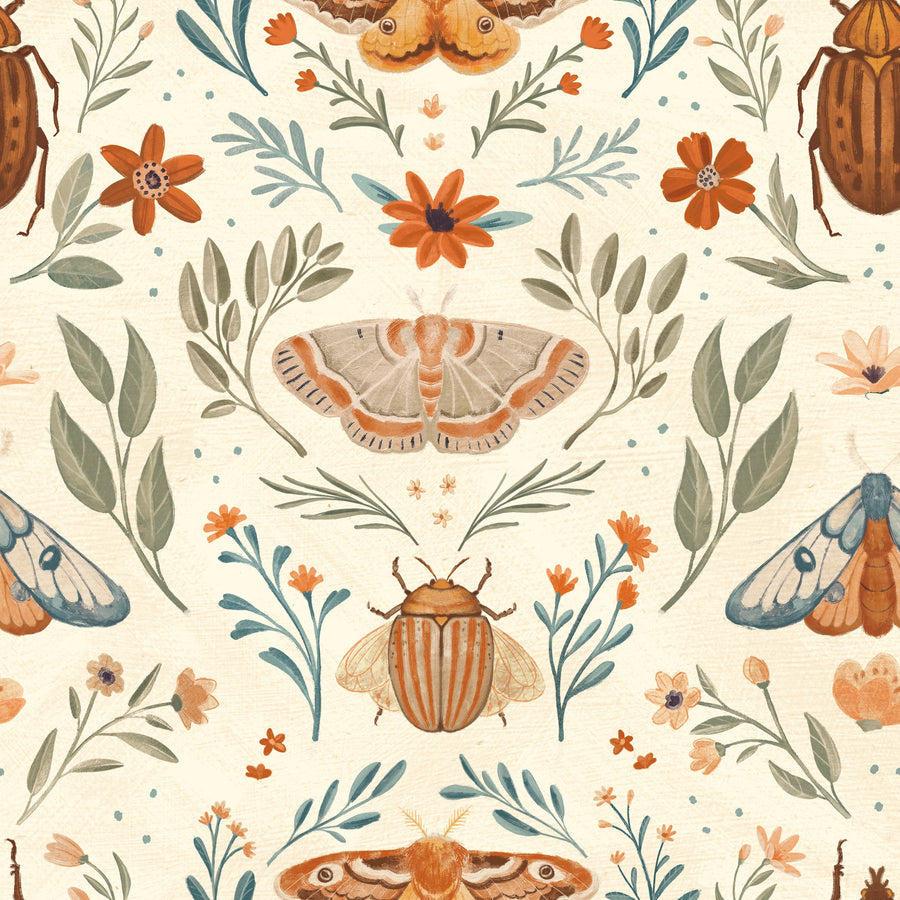 Papilion Chase White Mural Wallpaper