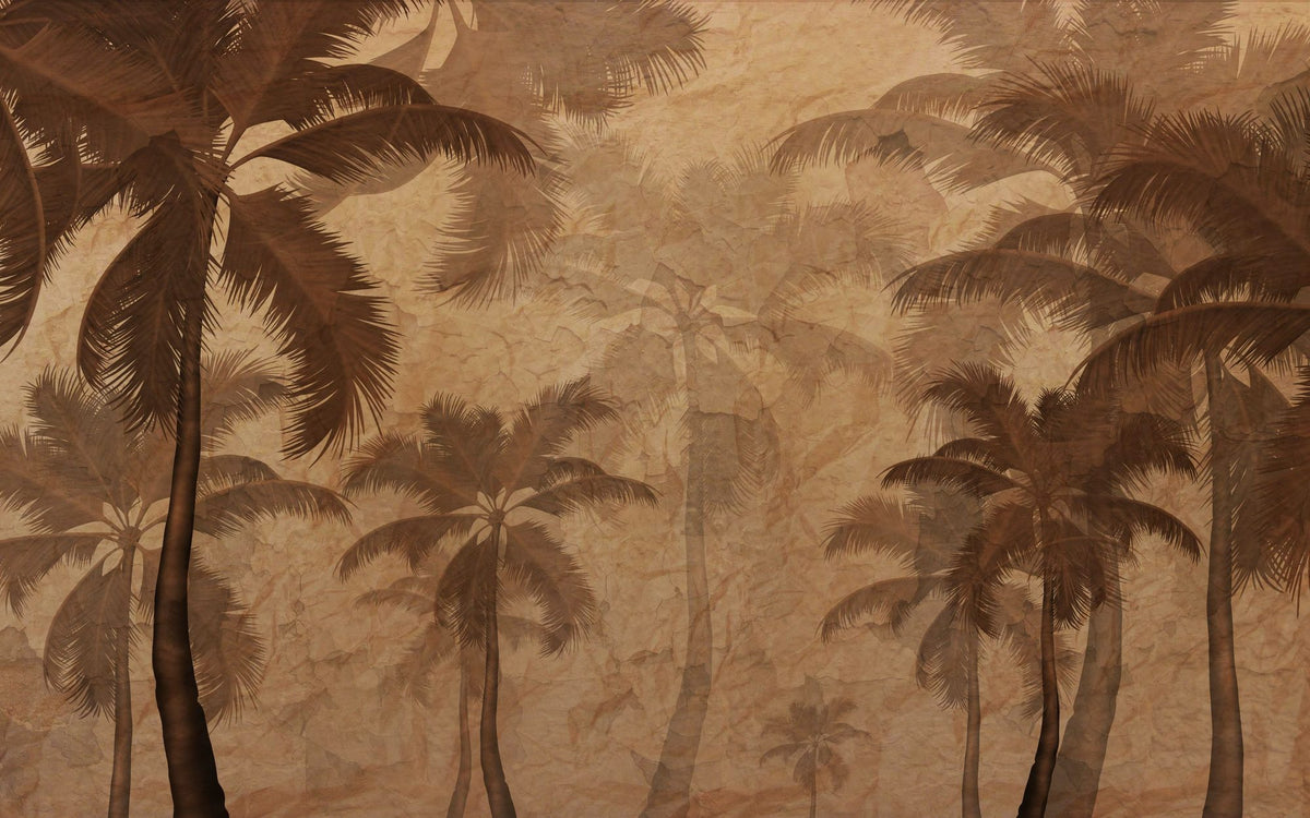 Sepia Palm Trees Mural Wallpaper - pure wallpaper artwork