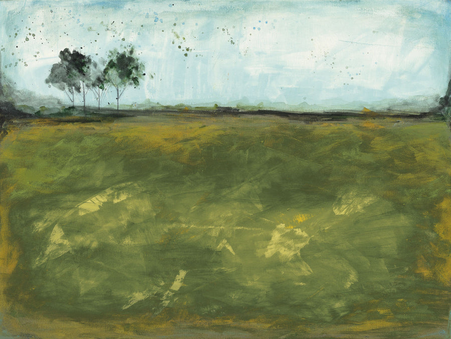 Over the Meadow Green Mural Wallpaper