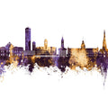 Karlsruhe Germany Skyline Purple & Gold Mural Wallpaper - pure wallpaper artwork