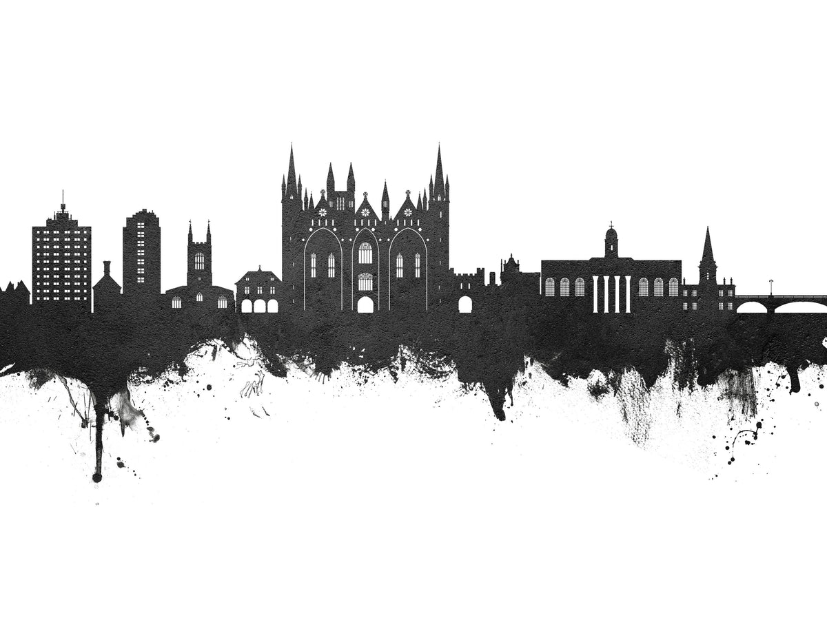 Peterborough England Skyline Black & White Mural Wallpaper - pure wallpaper artwork