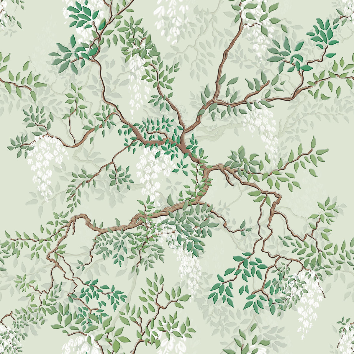 Climbing Wisteria, Sage Mural Wallpaper - pure wallpaper artwork