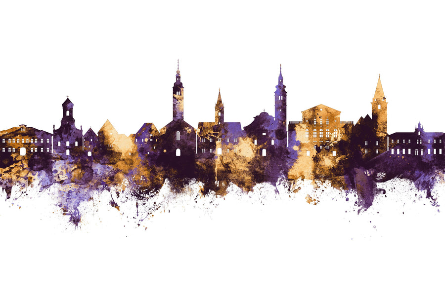 Varaždin Croatia Skyline Purple & Gold Mural Wallpaper