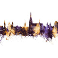 Linz Austria Skyline Purple & Gold Mural Wallpaper - pure wallpaper artwork