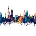 Halberstadt Germany Skyline Blue & Bronze Mural Wallpaper - pure wallpaper artwork