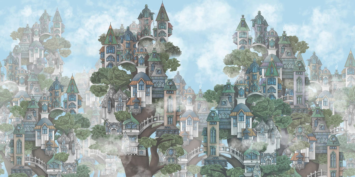 Treehouse Neighborhood Mural Wallpaper - pure wallpaper artwork
