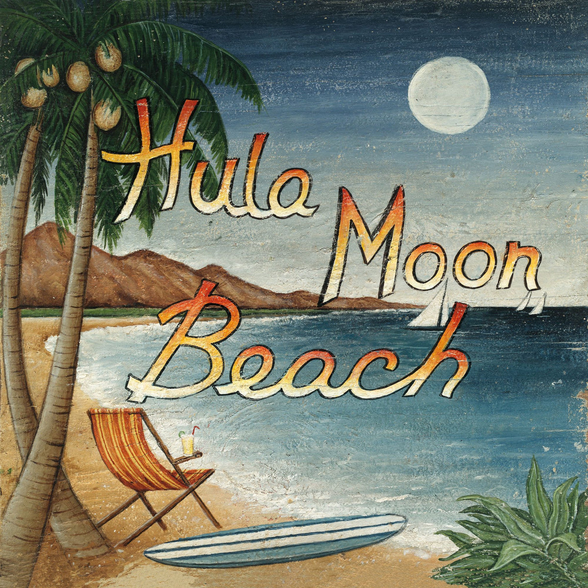 Hula Moon Beach Mural Wallpaper - pure wallpaper artwork