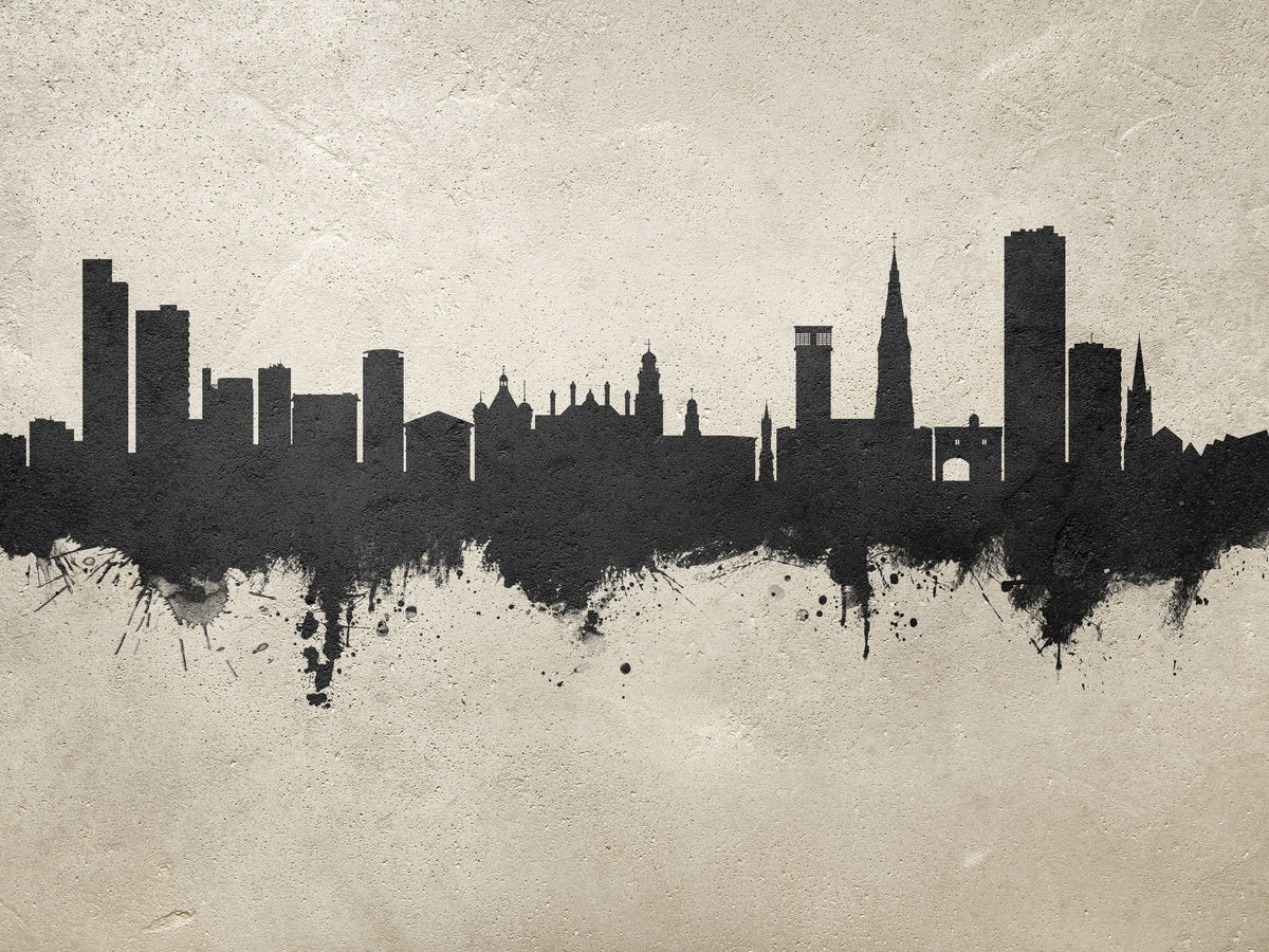 Leicester England Skyline Concrete Mural Wallpaper - pure wallpaper artwork