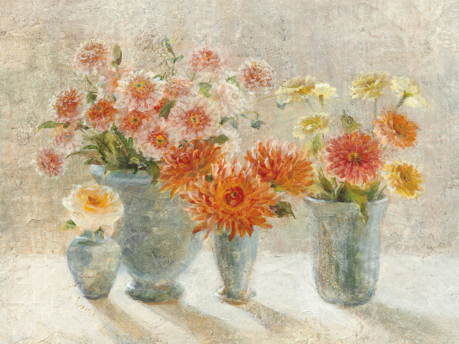 Dahlias in Vases Mural Wallpaper