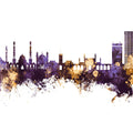 Kabul Afghanistan Skyline Purple & Gold Mural Wallpaper - pure wallpaper artwork